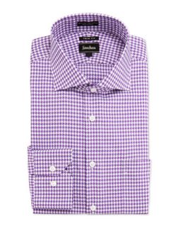 Trim Fit Regular Finish Swirl Check Dress Shirt, Purple