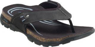 Mens Aetrex Monterey   Black Leather Thong Sandals