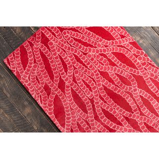 Hand tufted Allie Abstract Red Wool Rug (5 X 76)