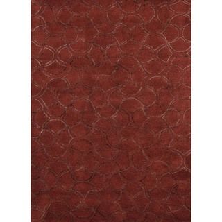 Modern Red Geometric Wool/silk Tufted Rug (8 X 11)