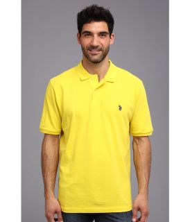 U.S. Polo Assn Solid Polo with Small Pony Mens Short Sleeve Knit (Yellow)