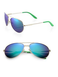 Carrera Stainless Steel Aviator Sunglasses   Green