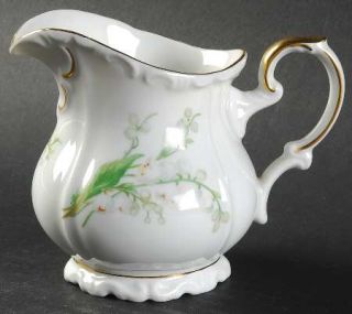 Edelstein Lily Of The Valley Creamer, Fine China Dinnerware   Embossed Edge,Whit