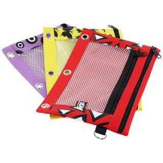 B glam 3 ring Pencil Pouch With A Mesh Window (colors May Vary)