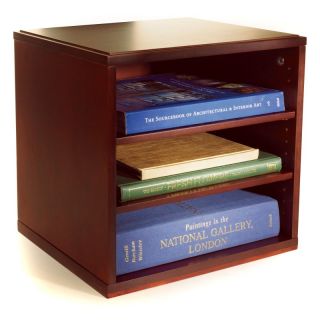 Stack & Style Wood Desk Organizers Stacking Cube with Shelves   Mahogany Brown  
