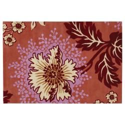 Amy Butler Orange Floral Hand tufted New Zealand Wool Rug (5 X 76)