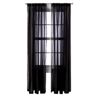 Room Essentials Voile Window Sheer Pair   Black (60x63)