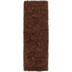 Handwoven Brown Woodford Ultra plush Polyester Shag Rug (26 X 8)