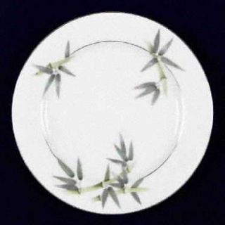Sone Bamboo Salad Plate, Fine China Dinnerware   Bamboo Stalk & Leaves, Gold Tri