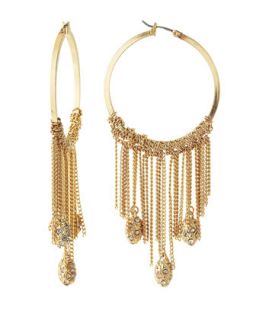 Multi Tassel Hoop Earrings, Golden