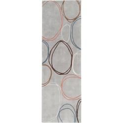 Hand tufted Contemporary Grey Cosmic Geometric Circles Abstract Rug (26 X 8)