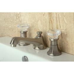 Crystal Handle Satin Nickel Widespread Bathroom Faucet