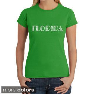 Los Angeles Pop Art Womens Florida Cities T shirt (100 percent cotton Machine washableAll measurements are approximate and may vary by size. )