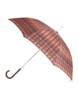 Chevron Crook Handle Umbrella, Burgundy