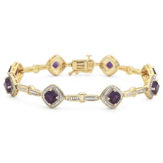 Amethyst & Diamond Accent Bracelet Gold over Sterling, Womens