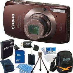 Canon PowerShot ELPH 500 HS Brown Digital Camera 16GB Bundle
