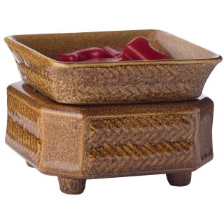 Wicker Candle Warmer and Dish, Brown