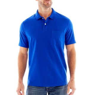 St. Johns Bay Solid Jersey Polo Shirt, Blue, Mens