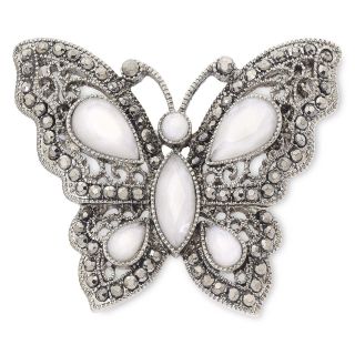 LIZ CLAIBORNE White Butterfly Boxed Brooch, Whte