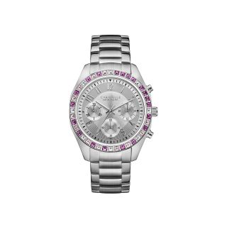 Caravelle New York Womens Silver Tone Crystal Accent Chronograph Watch