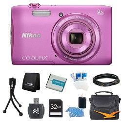 Nikon COOLPIX S3600 20.1MP 2.7 LCD 720p HD Video Digital Camera Pink Ultimate K
