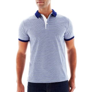 CLAIBORNE Fine Striped Polo Shirt, Blue, Mens
