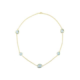 ATHRA 14K Gold Plated Aqua Resin Station Necklace, Womens