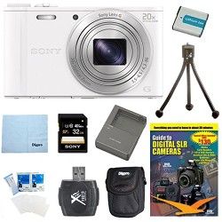 Sony Cyber shot DSC WX350 Digital Camera White 32GB Kit