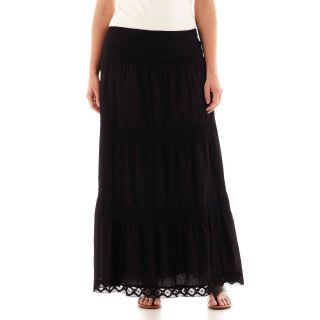 St. Johns Bay St. John s Bay Lace Waist Crinkle Peasant Skirt   Plus, Black