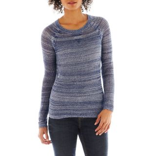A.N.A Crewneck Open Stitch Sweater   Tall, Blue, Womens