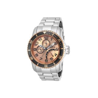 Invicta Mens Rose Gold Tone Stainless Steel Multifunction Watch
