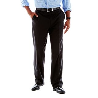 Stafford Travel Flat Front Trousers   Big and Tall, Black, Mens