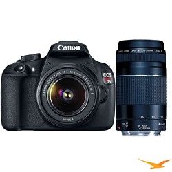 Canon EOS Rebel T5 18MP DSLR Camera w/ 18 55mm & 75 300mm Lens Kit