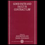 Good Faith and Fault in Contract Law