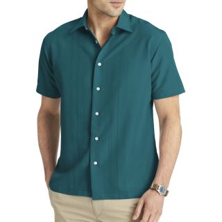 Van Heusen Short Sleeve Solid Rayon Shirt, Teal, Mens