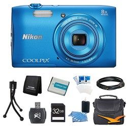 Nikon COOLPIX S3600 20.1MP 2.7 LCD 720p HD Video Digital Camera Blue Ultimate K