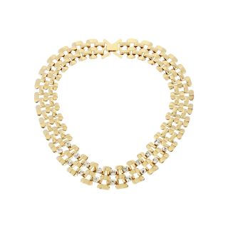 Worthington Gold Tone Crystal Link Collar Necklace, Yellow