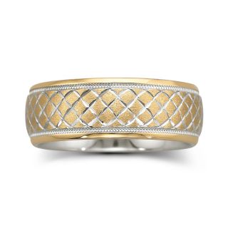 Mens 8mm Bonded 10K/Sterling Woven Ring, Two Tone