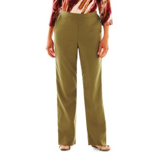 Alfred Dunner Birds of Paradise Solid Pull On Pants, Aloe, Womens