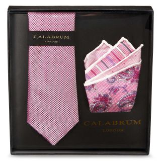 Calabrum Tie & Pocket Square Set, Pink, Mens