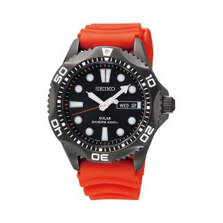 Seiko Mens Black & Orange Rubber Strap Dive Watch
