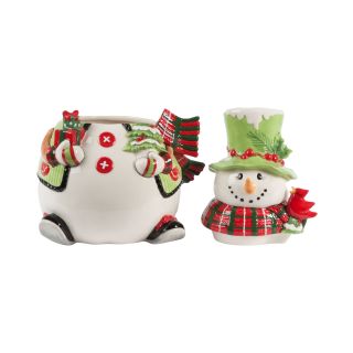 Fitz & Floyd Fitz and Floyd Holly Hat Snowman Cookie Jar