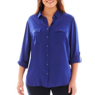 A.N.A Button Front Shirt   Plus, Royal Sapphire (Blue)