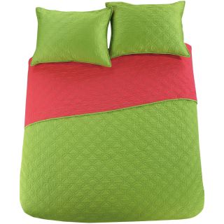 Trellis Brights Coverlet Set, Lime/coral, Girls