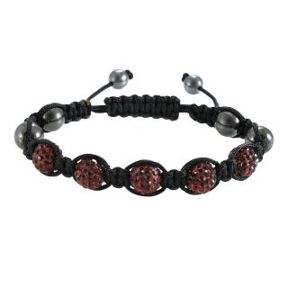 Men s Hematite, Red & Black Crystal Bracelet