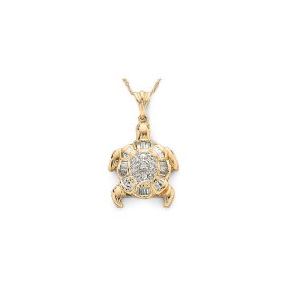 Diamond Turtle Pendant 1/7 CT. T.W. 10K Gold, Womens