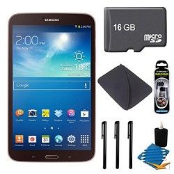Samsung Galaxy Tab 3 (8 Inch, Gold Brown) + 16GB Micro SDHC and More