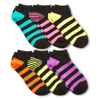 6 pk. Striped Low Cut Socks, Black, Womens