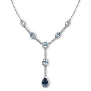 Genuine Blue Topaz & Lab Created White Sapphire Y Necklace, Womens