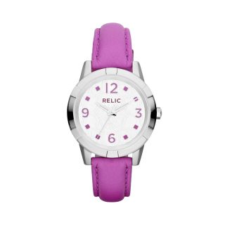 RELIC Payton Womens Pink Leather Strap Watch